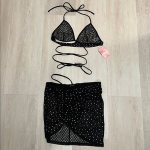 BANJUL Black Mesh Skirt Set